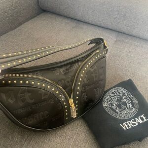 90’s/00 Versace Black and Gold Studded Bag